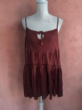 FREE PEOPLE Beach Brown Swing Dress Size Medium